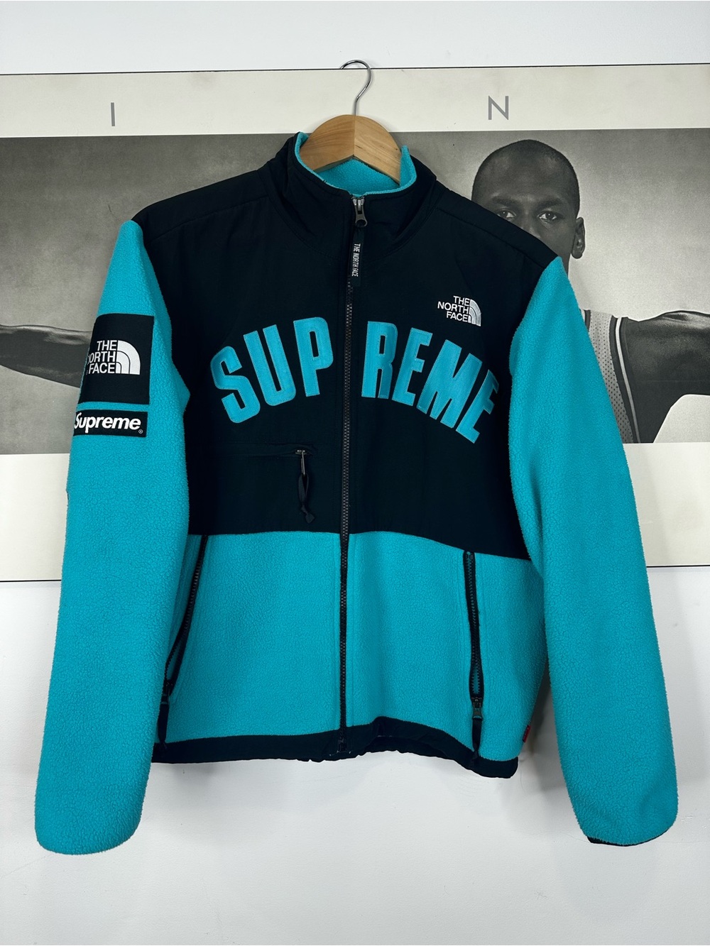 The North Face Teal and Black SUPREME Fleece Jacket Small